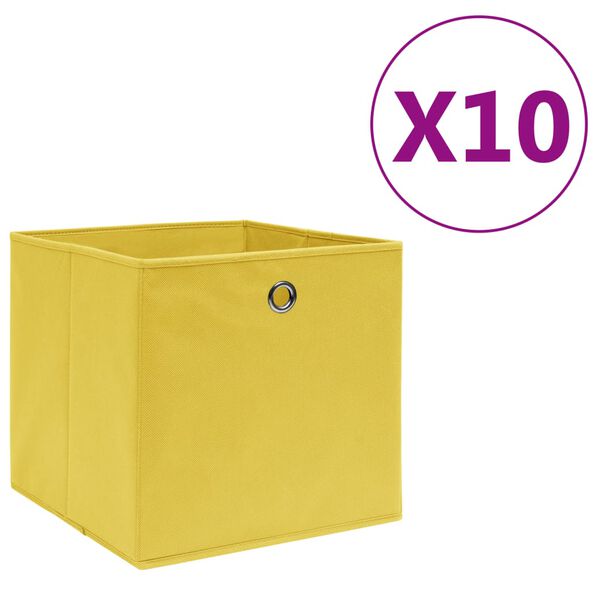 vidaXL F&ouml;rvaringsl&aring;dor 10 st non-woven tyg 28x28x28 cm gul