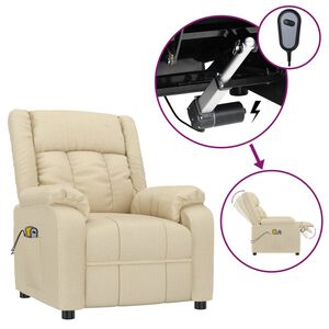 vidaXL Elektrisk massagef&aring;t&ouml;lj gr&auml;ddvit tyg