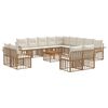 vidaXL Utomhussoffset 14 st 13-sits Naturlig och Creamvit Polyester