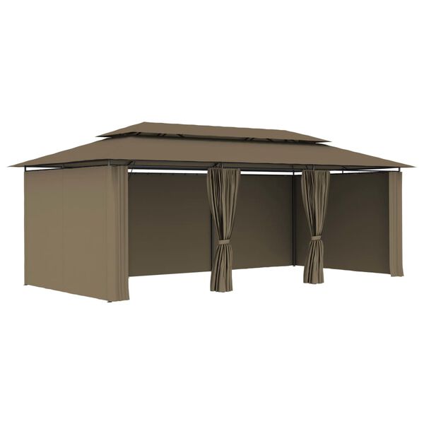 vidaXL Paviljong med draperier 600x298x270 cm taupe 180 g/m²