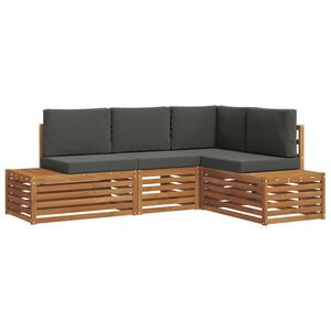vidaXL Utomhussoffset med kudde 4 Stycke Naturlig och Antracit
