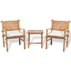 vidaXL Caf&eacute;set med dynor 3 delar bambu