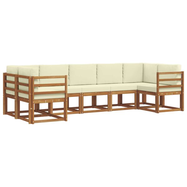 vidaXL Utomhussoffset med kudde 7 pcs Naturlig och Gr&auml;dde