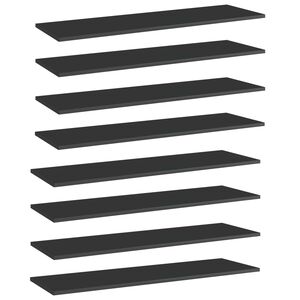 vidaXL Hyllplan 8 st svart h&ouml;gglans 100x30x1,5 cm konstruerat tr&auml;