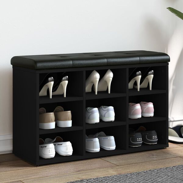 vidaXL Skob&auml;nk svart 82x32x50 cm konstruerat tr&auml;