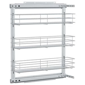 vidaXL Utdragbar inredning k&ouml;kssk&aring;p 3 hyllor silver 47x15,5x55,5 cm