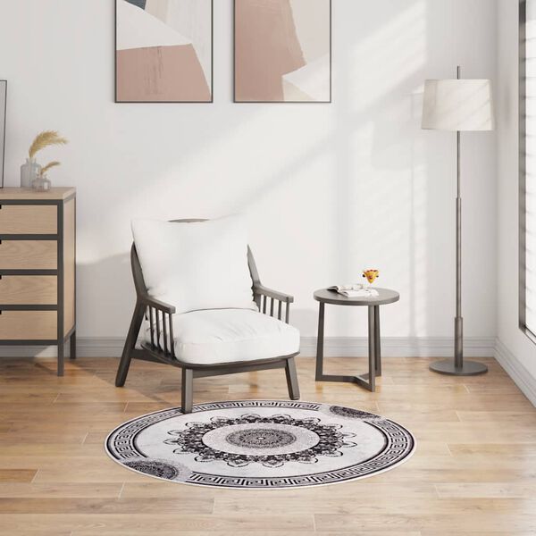 vidaXL Matta tvättbar φ120 cm flerfärgad halkfri