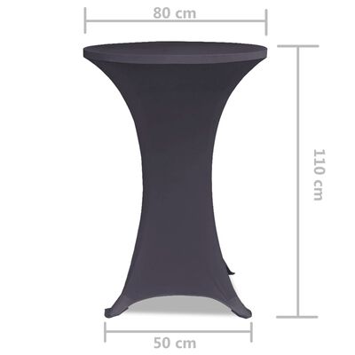 vidaXL Elastiskt bordsöverdrag 2 st 80 cm antracit
