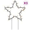 vidaXL Julstj&auml;rna 3 st med spett 50 LEDs 29 cm