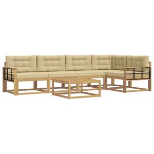 vidaXL Utomhussoffset 6 pcs Vit och Beige 79 x 79 x 37 cm Polyester