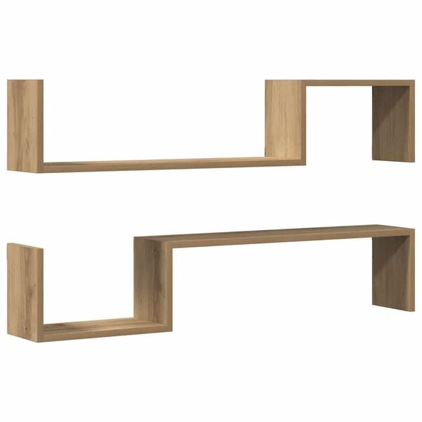 vidaXL Vägghyllor 2 st artisan ek 100x15x20 cm konstruerat trä