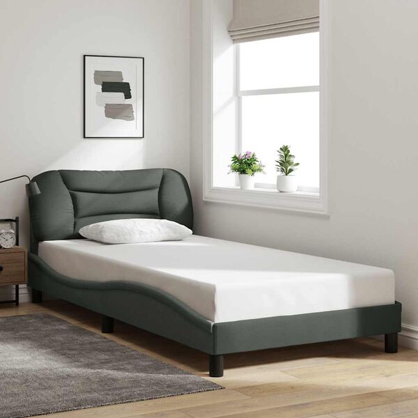 vidaXL Bed Frame without Mattress "Hvar" Dark Grey 100x203 cm Fabric