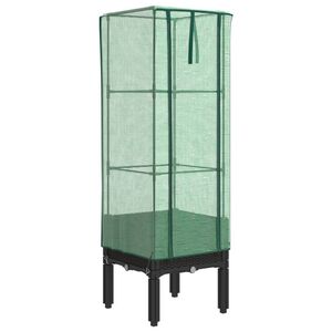 vidaXL Odlingsl&aring;da med v&auml;xthus&ouml;verdrag rottinglook 40x40x140 cm