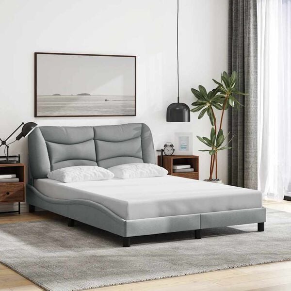 vidaXL Bed Frame without Mattress "Hvar" Light Grey 140x190 cm Fabric