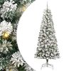 vidaXL Plast Hingad Julgran med 300 LED-lampor Gr&ouml;n och Vit 210 cm