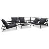 vidaXL Loungegrupp f&ouml;r tr&auml;dg&aring;rden med dynor 5 delar aluminium m&ouml;rkgr&aring;