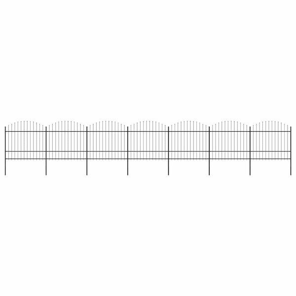 vidaXL Tr&auml;dg&aring;rdsstaket med spjutst&aring;ng st&aring;l 1248x175 cm svart