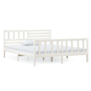 vidaXL S&auml;ngram vit massivt tr&auml; 120x200 cm