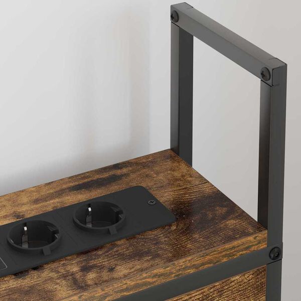 vidaXL F&ouml;rvaringsgavel med Laddstation R&ouml;kf&auml;rgad ek 102 x 15 x 98 cm