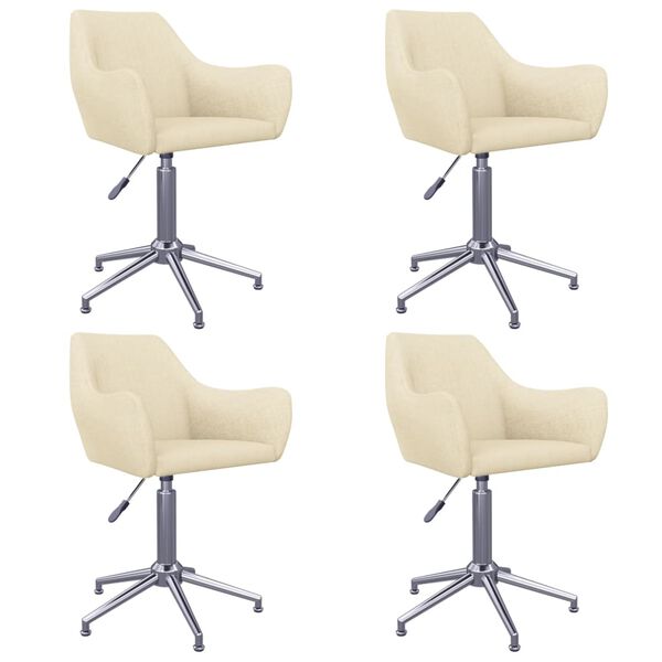 vidaXL Snurrbara matstolar 4 st gr&auml;ddvit tyg