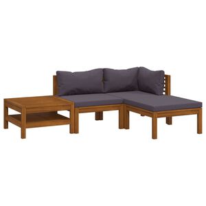 vidaXL Loungegrupp med dynor 4 delar massivt akaciatr&auml;