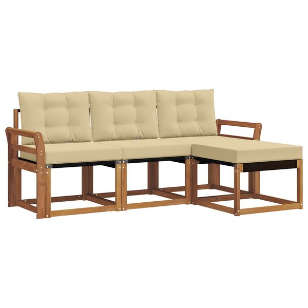 vidaXL Utomhussoffset med kudde 4 pcs Naturlig och Beige