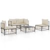 vidaXL Loungegrupp 5 delar med dynor antracit konstrotting