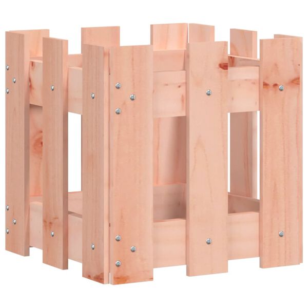 vidaXL Odlingsl&aring;da med staket-design 30x30x30 cm massivt douglas-tr&auml;
