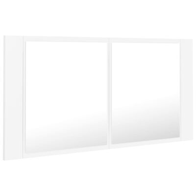 vidaXL Spegelskåp med LED vit 90x12x45 cm