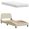vidaXL Bed with Mattress "Hanko" Cream 80x200 cm Fabric
