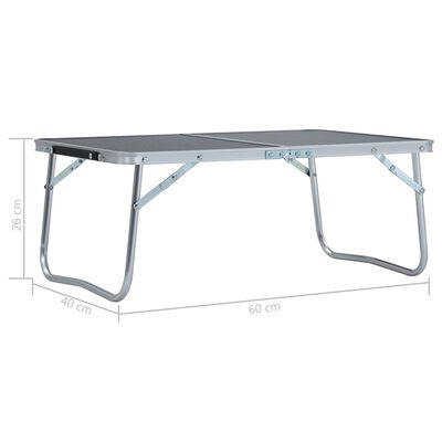 vidaXL Hopfällbart campingbord grå aluminium 60x40 cm