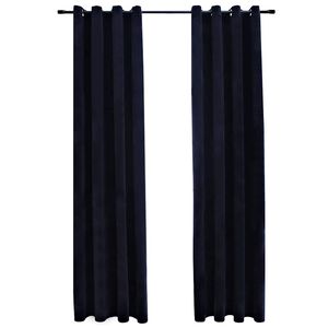 vidaXL M&ouml;rkl&auml;ggningsgardiner med ringar 2 st svart sammet 140x245 cm