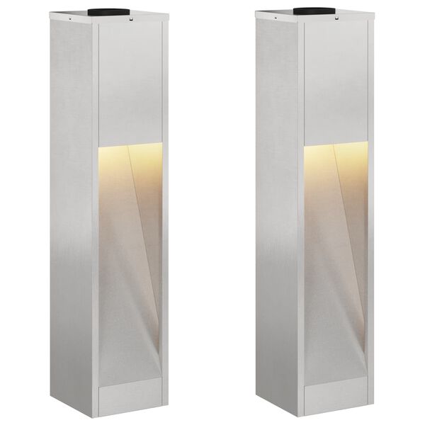 vidaXL Solcell LED-v&auml;gbelysning 2 pcs Silver Rostfritt st&aring;l