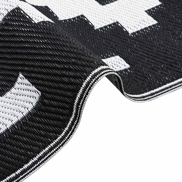 vidaXL Utomhusmatta ARAKIL vit och svart 190x290 cm PP