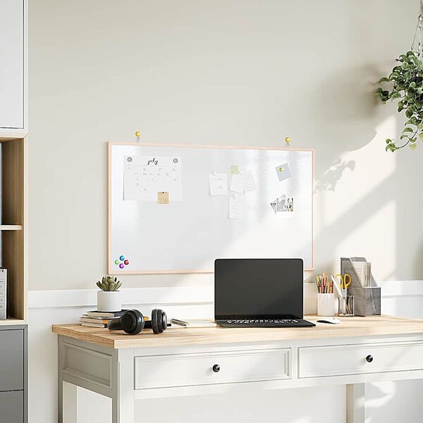 vidaXL Magnetisk whiteboardtavla med massiv fururam 100x55 cm