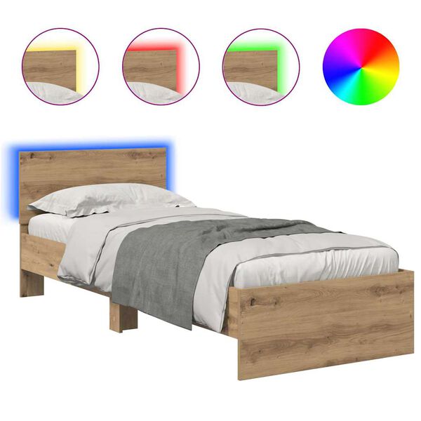 vidaXL S&auml;ngram med huvudgavel Artisan Ek 75 x 190 cm Konstruerat tr&auml;