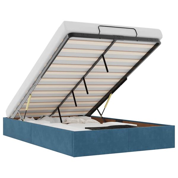 vidaXL Ottoman s&auml;ngram utan madrass m&ouml;rkbl&aring; 120x190 cm sammet