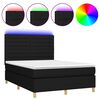 vidaXL Rams&auml;ng med madrass & LED svart 140x190 cm tyg