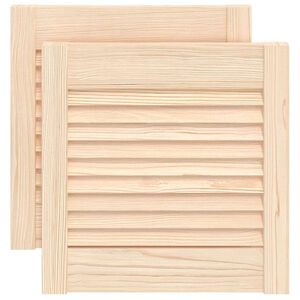 vidaXL Louvred d&ouml;rrar 2 st Naturlig 39,5 x 39,4 cm Massiv furu