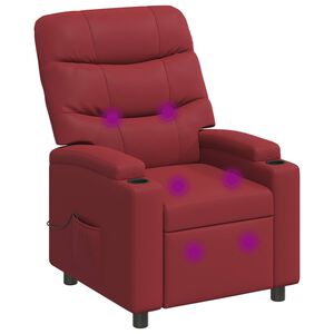 vidaXL Reclinerf&aring;t&ouml;lj med massage Vinr&ouml;d 75 x 93 x 102 cm Tyg
