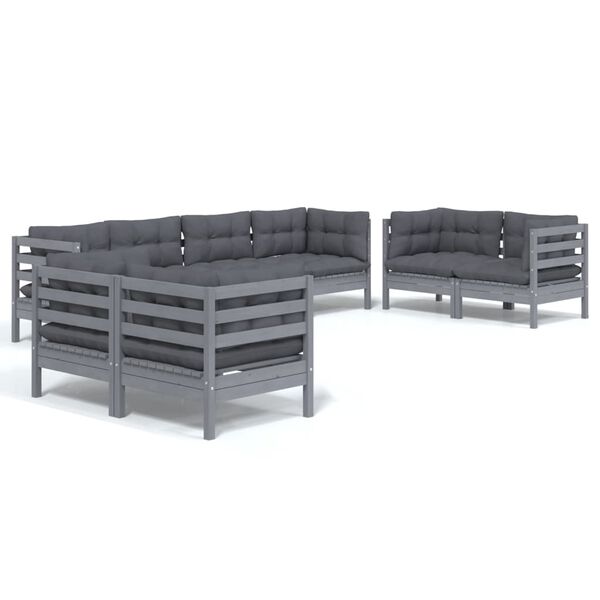 vidaXL Loungegrupp med dynor 8 delar massiv furu