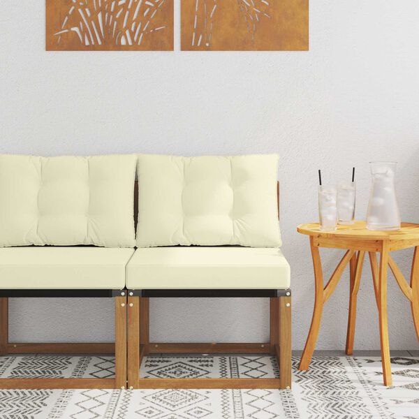 vidaXL Utomhus Mellansoffa Massivt akaciatr&auml; och Textilene-tyg