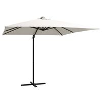 vidaXL Frihängande parasoll med LED och stålstång 250x250 cm sand