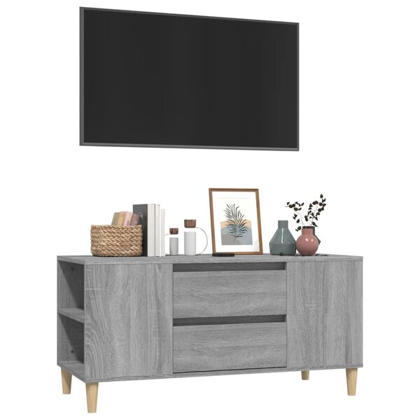 vidaXL Tv-bänk grå sonoma 102x44,5x50 cm konstruerat trä