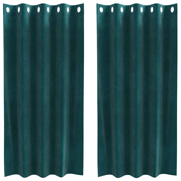 vidaXL M&ouml;rkl&auml;ggningsgardiner 2 pcs M&ouml;rkgr&ouml;n 140 x 175 cm Sammet