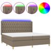 vidaXL Rams&auml;ng med madrass & LED taupe 200x200 cm tyg