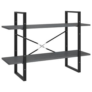vidaXL Bokhylla 2 hyllplan gr&aring; 100x30x70 cm massiv furu