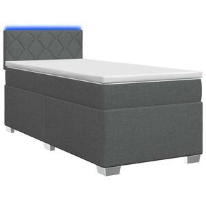 vidaXL Boxspring s&auml;ng med madrass och LED M&ouml;rkgr&aring; 80 x 200 cm Tyg