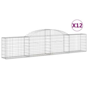vidaXL Gabioner b&aring;gformade 12 st 300x30x60/80 cm galvaniserat j&auml;rn