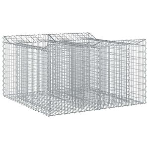 vidaXL Gabion upph&ouml;jd s&auml;ng 100 x 100 x 60 cm Galvaniserat st&aring;l Silver